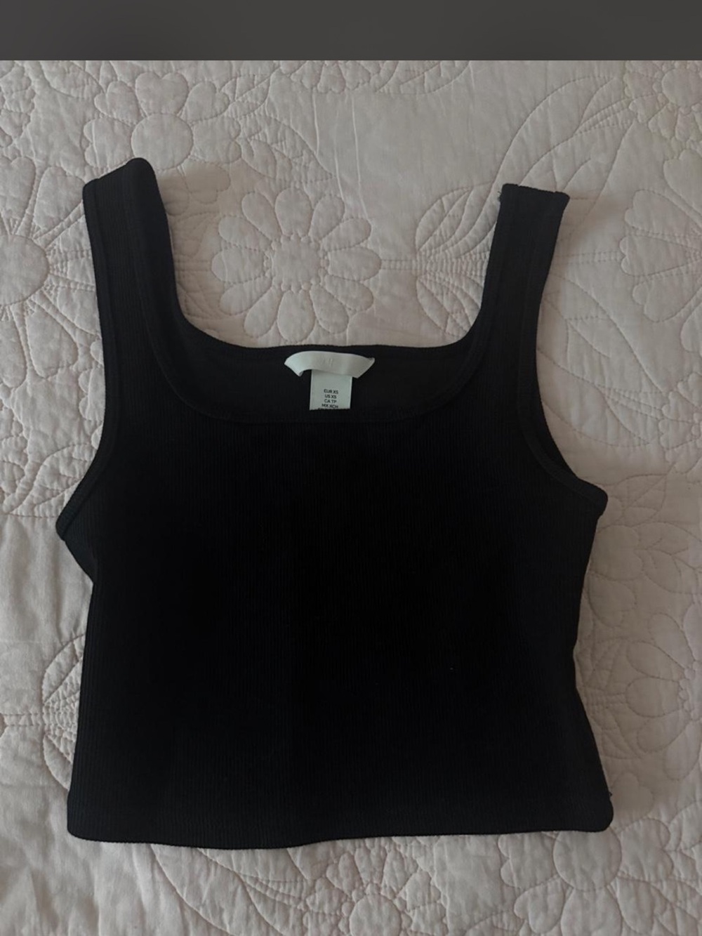 H&M Black Ribbed Square-Neck Tank Top